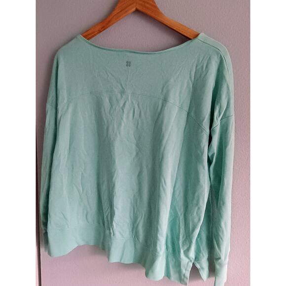 Sweaty Betty Simhasana Pullover in a mint green color small teal beachy coastal - Picture 9 of 10